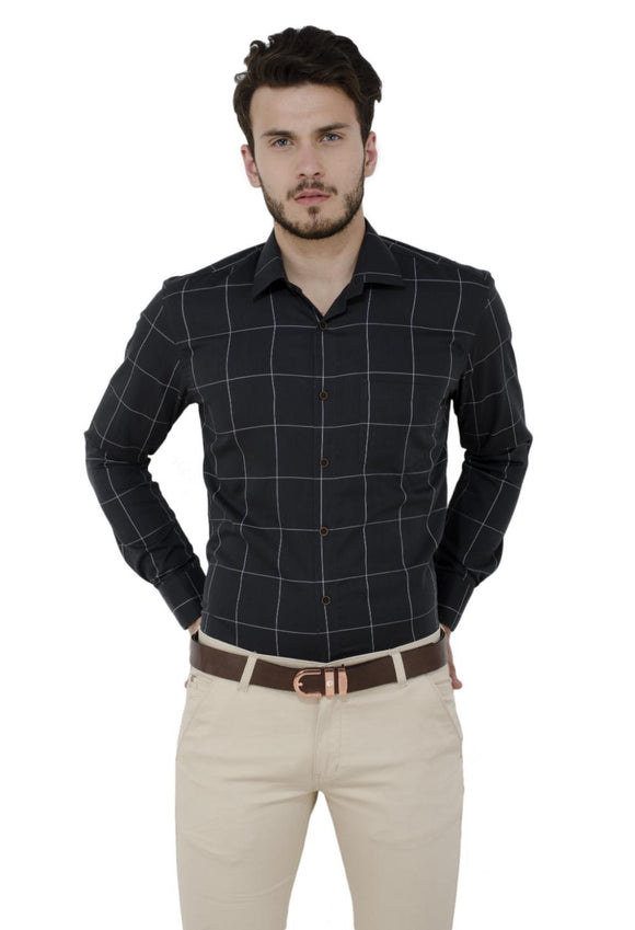 Black Checkered Formal Shirt