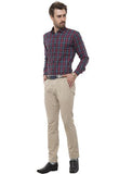 Red-Blue Tailored Checks Casual Shirt