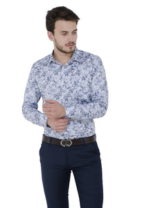 White Floral  Printed Formal Shirt