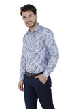 White Floral  Printed Formal Shirt