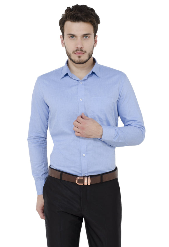 Sea Blue Solid Formal Shirt