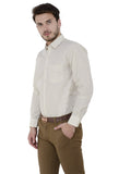 Cream Stripes Formal Shirt