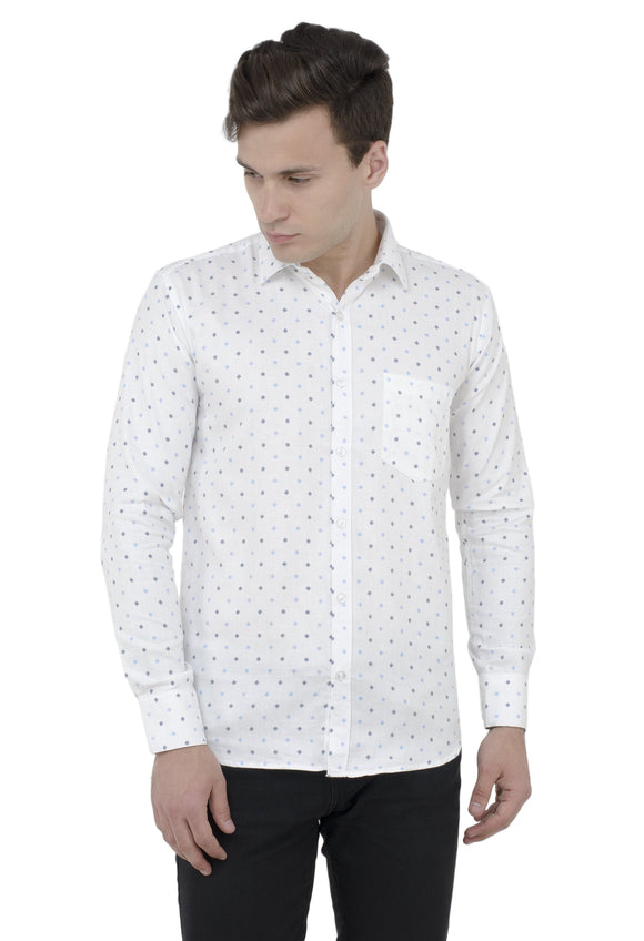 White Printed Formal Shirt