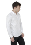 White Printed Formal Shirt