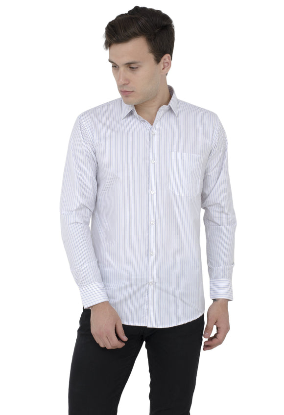 Pencil Stripe White Formal Shirt