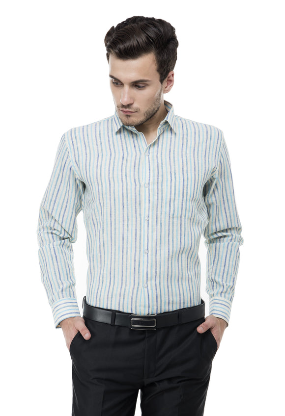 White And Blue Stripes Formal Shirt