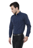 Navy Blue-Black Checkered Formal Shirt