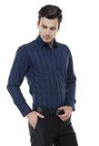 Navy Blue-Black Checkered Formal Shirt