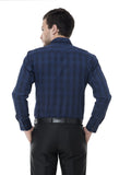 Navy Blue-Black Checkered Formal Shirt