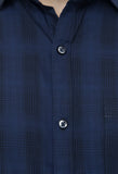 Navy Blue-Black Checkered Formal Shirt