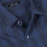 Navy Blue-Black Checkered Formal Shirt