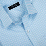 Sky Blue And White Tailored Checks Shirt