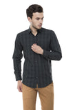 Black And Grey Checkered Formal Shirt