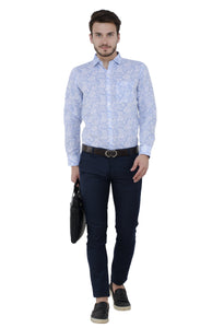 Sky Blue Printed Formal Shirt