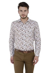 Brown Printed Casual Shirt