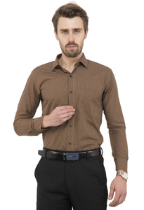 Tailored Checks Brown Formal Shirt