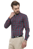 Red-Blue Tailored Checks Casual Shirt