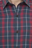 Red-Blue Tailored Checks Casual Shirt