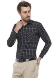 Navy Brown Custom Checkered Shirt