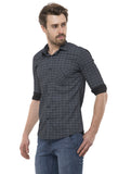 Grey-Black Tailored Checks Casual Shirt