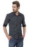 Grey-Black Tailored Checks Casual Shirt