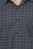 Grey-Black Tailored Checks Casual Shirt