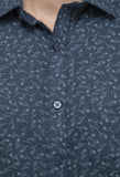 Navy Blue Floral Printed Shirt