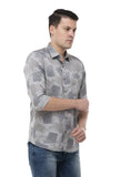 Grey Geometric Print Shirt