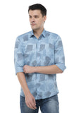 Sky Blue Geometric Print Shirt