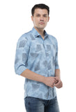 Sky Blue Geometric Print Shirt