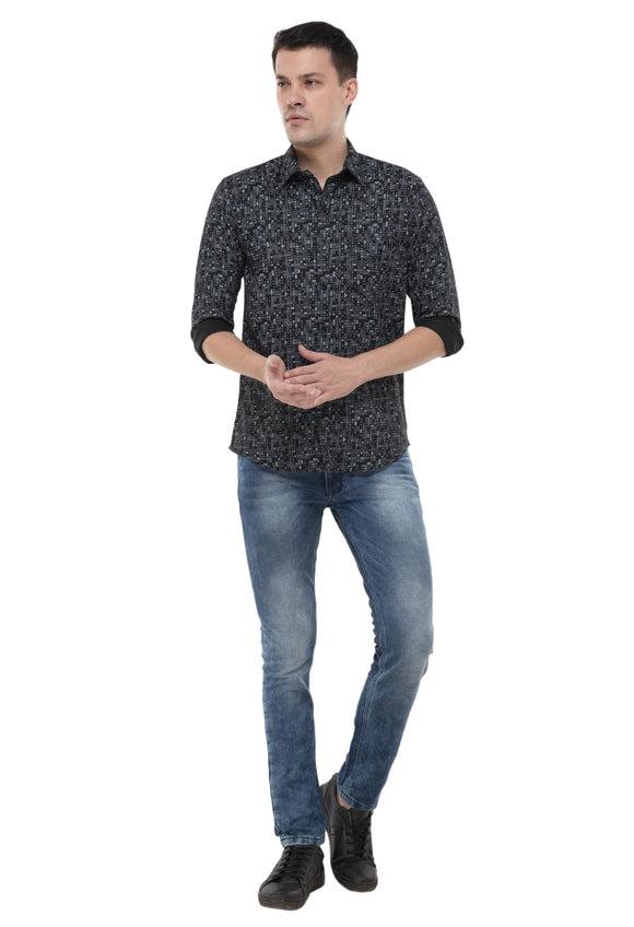 Black Geometric Pattern Shirt