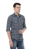 Navy Erode Checked Formal Shirt