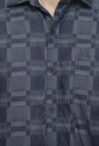 Blue and Blue Denim Checkered Shirt