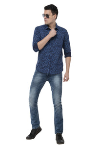 Navy Blue Geometric Pattern Shirt