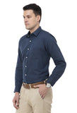 Navy Blue Mustard Dotted Printed Shirt