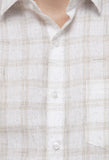 White and Beige Checkered Shirt