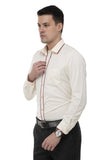 Cream Pinstriped Formal Shirt