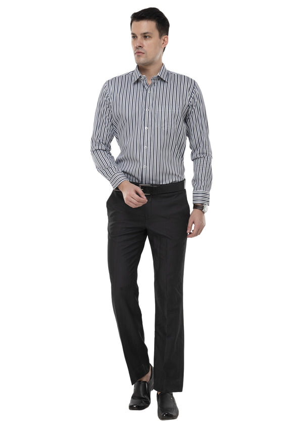 Navy Blue Stripes Formal Shirt