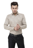 White And Brown Printed Formal Shirt