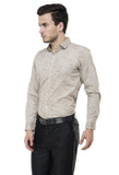 White And Brown Printed Formal Shirt