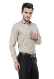 White And Brown Printed Formal Shirt